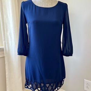 Sequin Hearts Long Sleeve Navy Blue Dress